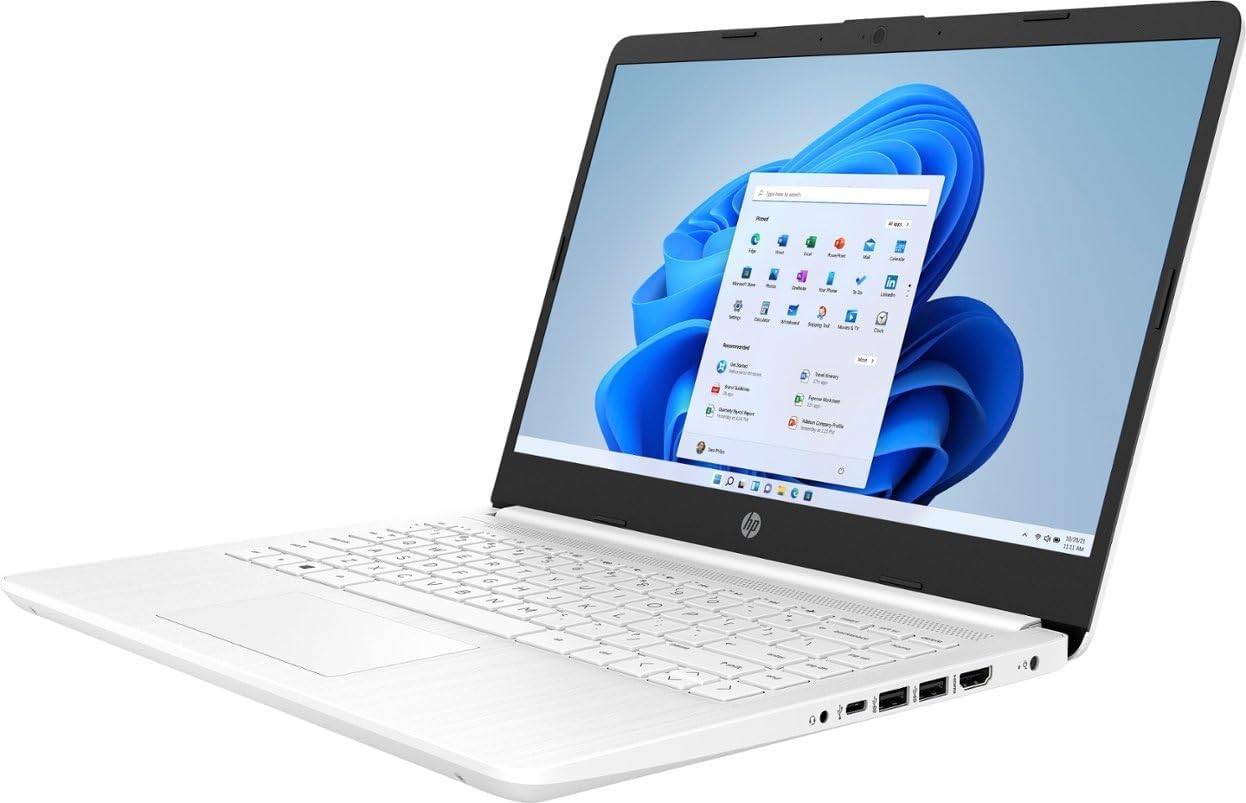 HP 14 Laptop, Intel Celeron N4020, 4 GB RAM, 64 GB Storage, 14-inch Micro-edge HD Display, Windows 11 Home, Thin & Portable, 4K Graphics, One Year of Microsoft 365 (14-dq0040nr, 2021, Snowflake White) Xpress