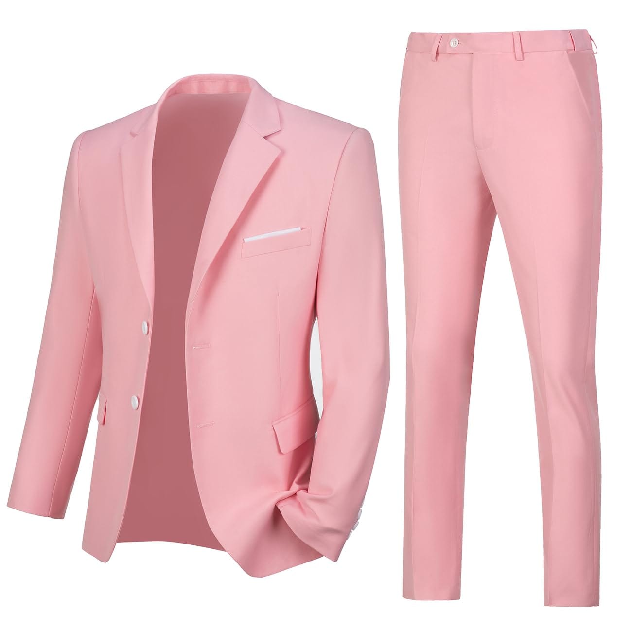 Mens Slim Fit 2 Piece Suit Two Button Notched Lapel Solid Suit Jacket Pants Set Tuxedo for Prom