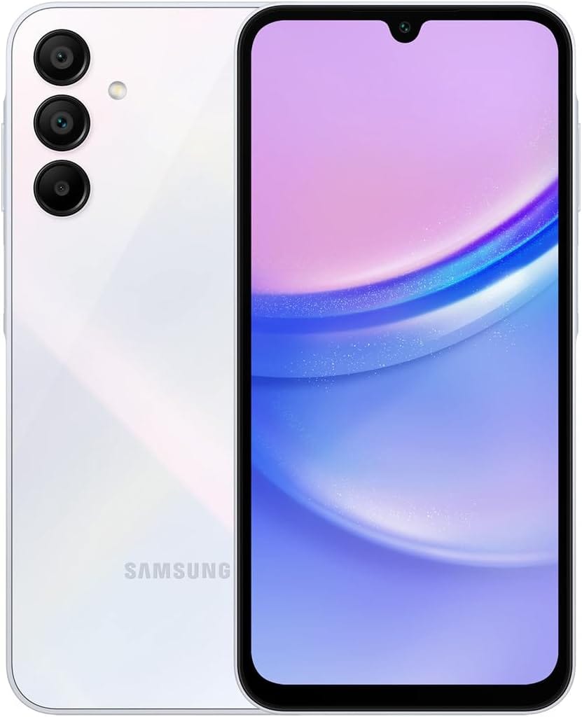 Samsung Galaxy A15 (SM-155M/DSN), 128GB 6GB RAM, Dual SIM, GSM desbloqueado de fábrica, versión internacional (paquete de cargador de pared) (azul claro) 