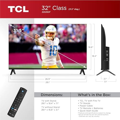 TCL 40-Inch Class S3 1080p LED Smart TV with Fire TV (40S350F, 2023 Model), Alexa Built-in, Apple AirPlay Compatibility, Streaming FHD Television,Black