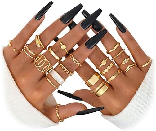 ÌF ME 24 Pcs Gold Vintage Knuckle Rings Set for Women Girls, Boho Dainty Stackable Midi Finger Rings, Snake Butterfly Signet Fashion Ring Pack Jewelry Gifts. Xpress