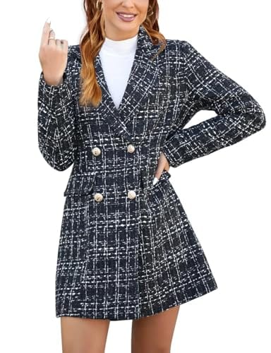 IDEALSANXUN Abrigos de lana para mujer Otoño Invierno con doble botonadura Midi Peacoat