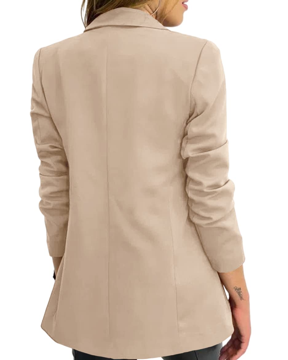 Hdieso Womens Solid Color Casual Long Sleeve Lapel Button Blazer Jacket