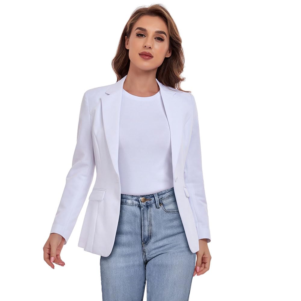 Blazer de bureau pour femmes, un bouton, revers cranté, smoking d'affaires, jolie pochette, costume Petite