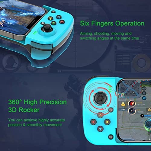 Megadream Manette de jeu mobile pour iPhone iOS Android PC : fonctionne avec iPhone 15/14/13/12/11/X, iPad, Samsung Galaxy, TCL, tablette, Call of Duty, Black Desert Mobile – Jouez directement (gris) 