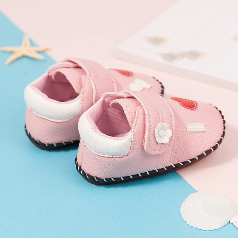 HsdsBebe Baby Boys Girls Pu Leather Hard Bottom Walking Sneakers Toddler Rubber Sole First Walkers Infant Cartoon Slippers Crib Shoes Xpress