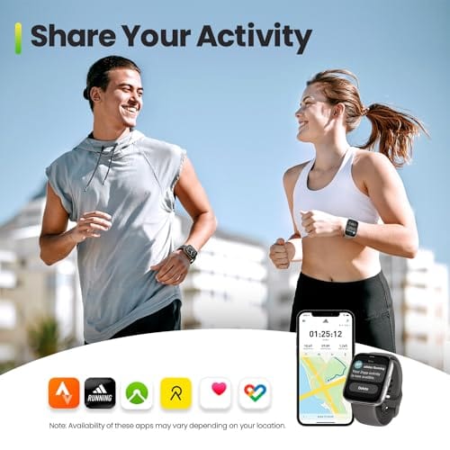 Amazfit Bip 5 Unity Smart Watch Fitness Activity Tracker con batería de 11 días, más de 120 modos deportivos, monitoreo de salud, esferas de reloj personalizables, compatible con Android y iPhone, carbón 