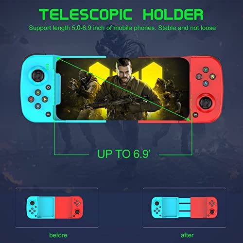 Megadream Mobile Game Controller Gamepad para iPhone iOS Android PC: Funciona con iPhone 15/14/13/12/11/X, iPad, Samsung Galaxy, TCL, Tablet, Call of Duty, Black Desert Mobile - Juego directo (Gris) 