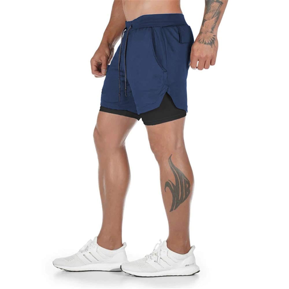 Surenow Mens Running Shorts，Workout Running Shorts for Men，2-in-1 Stealth Shorts，7-Inch Gym Yoga Outdoor Sports Shorts