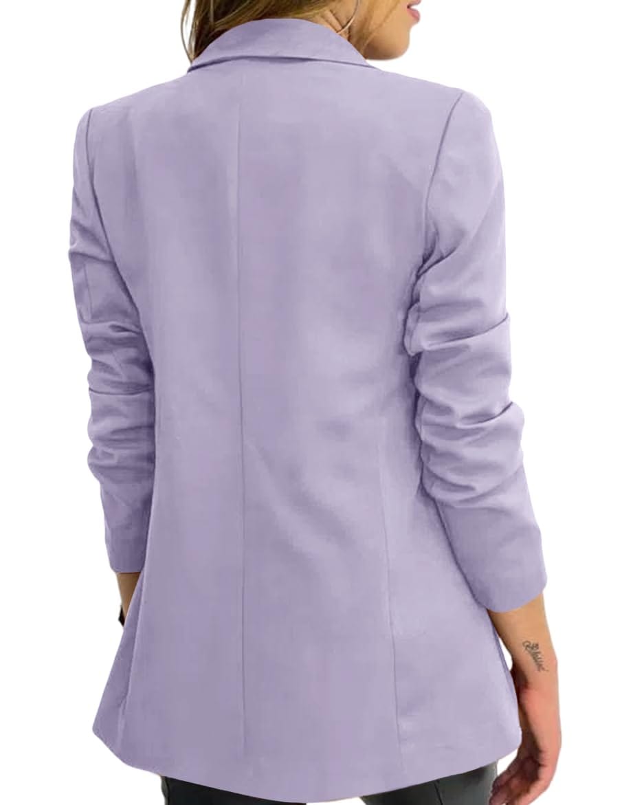 Hdieso Veste blazer décontractée à manches longues et boutons pour femme - Couleur unie 