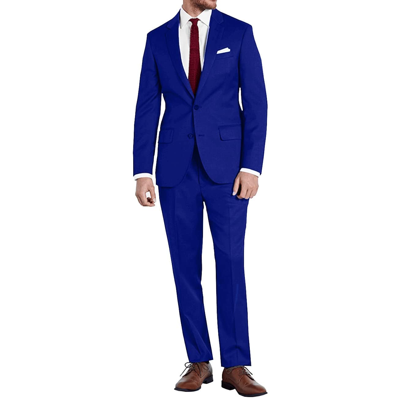 Mens Slim Fit 2 Piece Suit Two Button Notched Lapel Solid Suit Jacket Pants Set Tuxedo for Prom