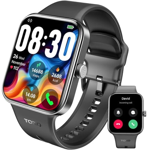 TOZO S4 AcuFit One Smart Watch 1.78" AMOLED Screen for Men Women, Bluetooth Call Dial Fitness Tracker, Heart Rate and Blood Oxygen, Sleep Monitor, IP68 Waterproof, Workout for iOS Android