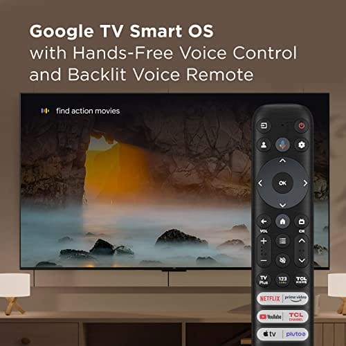 TCL 65 inches QM8 QLED 4K Smart Mini LED TV with Google (65QM850G, 2023 Model) Dolby Vision, Atmos, HDR Ultra, Game Accelerator up to 240Hz, Voice Remote, Works Alexa, Streaming Television, Black