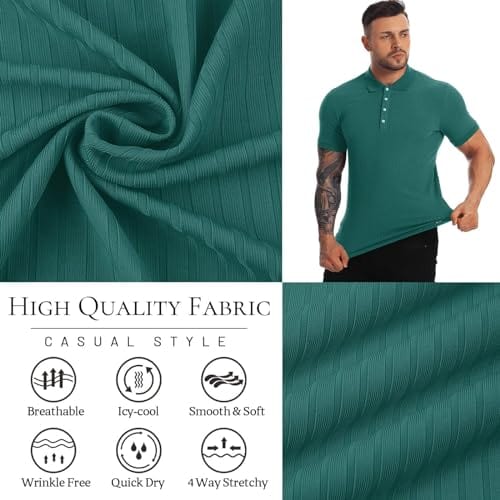 Muscle Polo Shirts for Men Slim Fit Short Sleeve Golf Shirts Men Dry Fit Shirts Casual Stylish Clothes