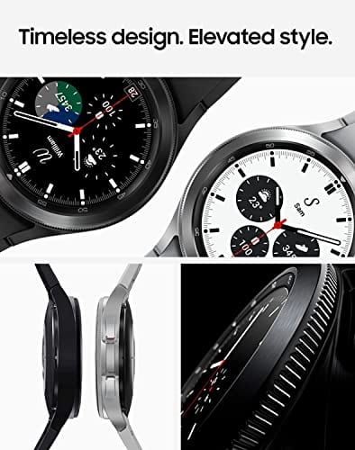 Samsung Electronics Galaxy Watch 4 Classic 46 mm Montre intelligente avec moniteur ECG pour la santé, le fitness, la course à pied, les cycles de sommeil, détection de chute GPS, Bluetooth, version américaine, noir (renouvelé) 