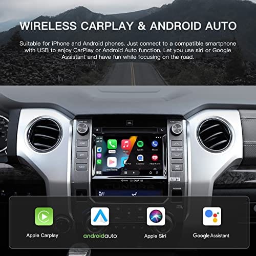 CARabc Adaptateur Carplay Android Auto sans fil pour Toyota avec Entune2.0 2014-2019, compatible avec Tundra/Highlander/RAV4/Tacoma/Camry/Corolla/Avalon/Prius/CH-R/Sienna, Argent 