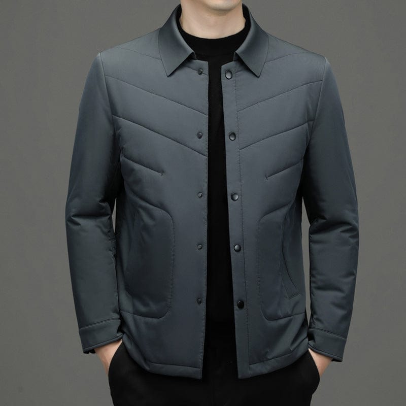 Fall Winter Men Jacket Lapel Fashion Business Lightweight Silk Cotton-padded Coat