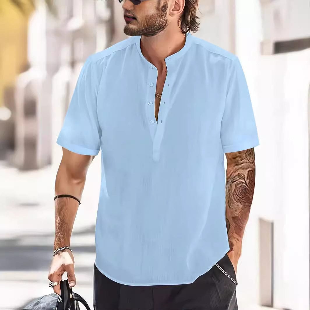 Camiseta de manga corta de moda casual de color sólido con bolsillo en el pecho para hombre