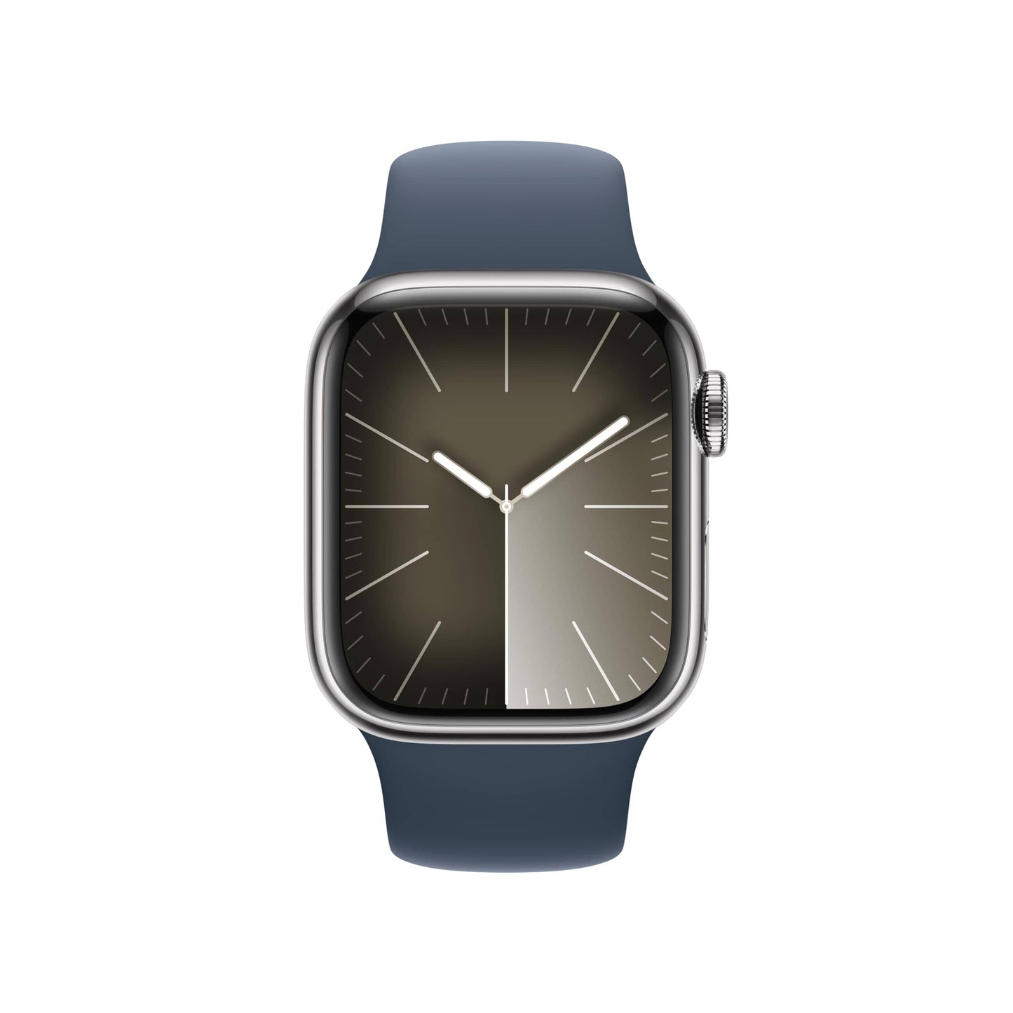 Montre intelligente Apple Watch Series 9 [GPS + Cellular 45 mm] avec boîtier en aluminium argenté avec boucle Sport bleu hiver. Tracker d'activité, applications ECG, écran Retina toujours activé, neutre en carbone 