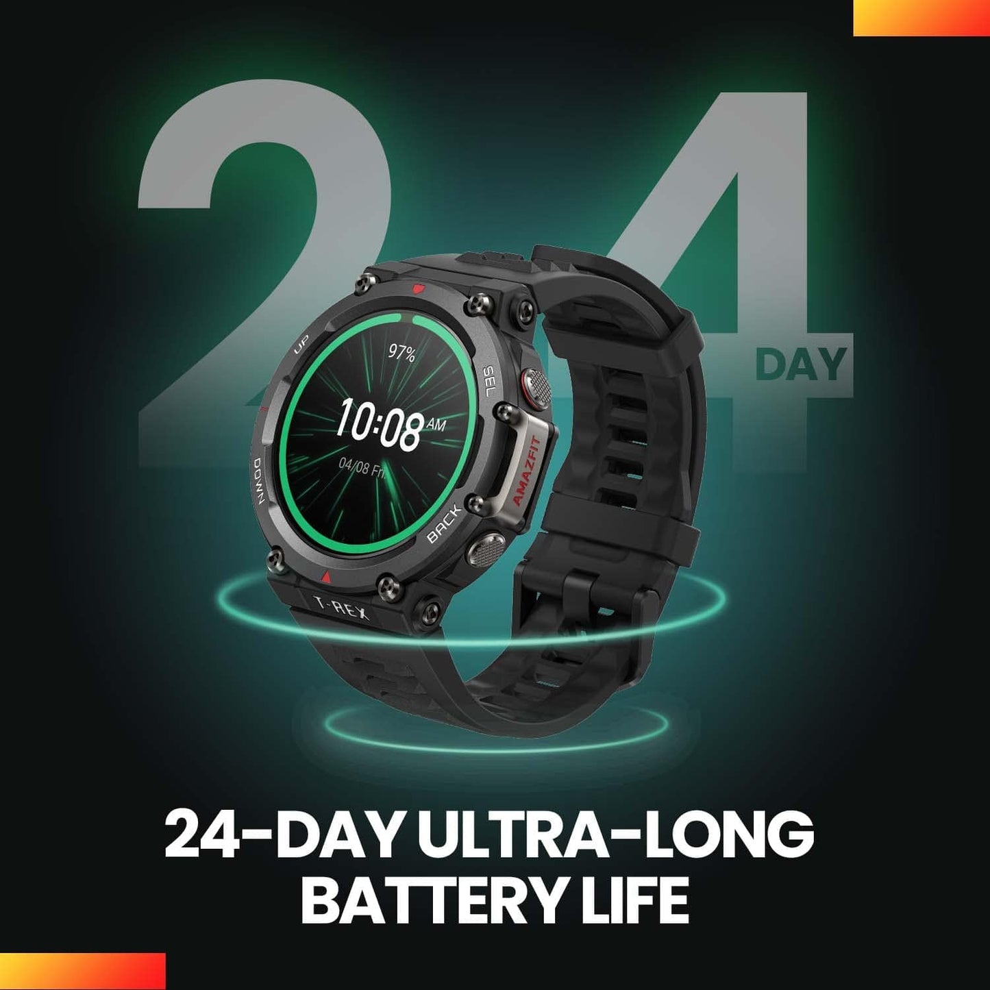 Reloj inteligente Amazfit T-Rex Ultra para hombre, duración de la batería de 20 días, buceo en apnea de 30 m, GPS de doble banda y soporte para mapas sin conexión, resistente al agua hasta 100 m, reloj deportivo para exteriores de grado militar, negro 