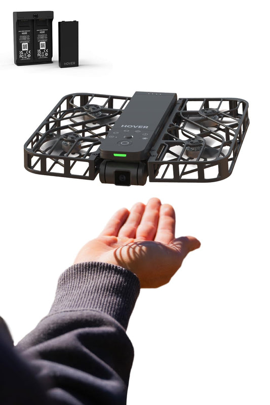 Drone X1 con cámara, Drone con cámara auto-vuelo con modo Sígueme, Mini Drone plegable con captura de video HDR, Despegue de palma, Rutas de vuelo inteligentes, Control manos libres Negro (Combo) 