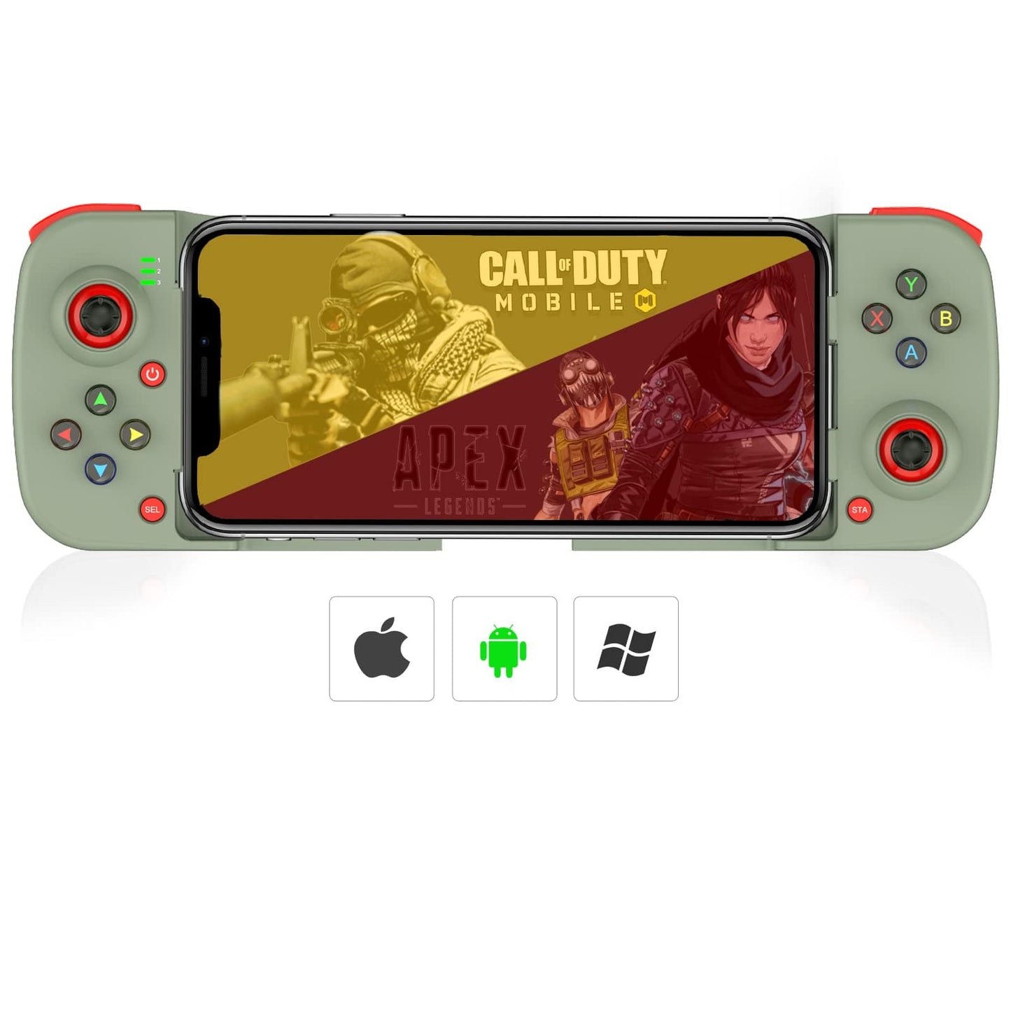 Megadream Manette de jeu mobile pour iPhone iOS Android PC : fonctionne avec iPhone 15/14/13/12/11/X, iPad, Samsung Galaxy, TCL, tablette, Call of Duty, Black Desert Mobile – Jouez directement (gris) 