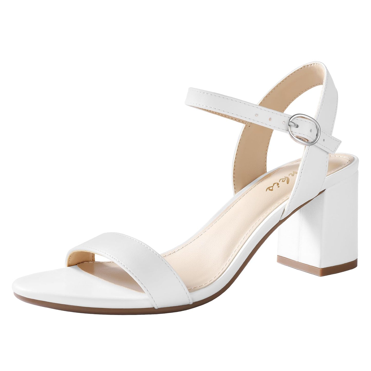 Ankis Tacones Negros Desnudos, Bloque De 2.5 '' Tacón Grueso Blanco Claro Plateado Tacones De Punta Abierta Elegantes Para Mujer Correa De Tobillo Bajo Corto Vestido De Tiras Grueso Sandalia Cómoda Fiesta Informal Boda Evento Zapatos De Verano 