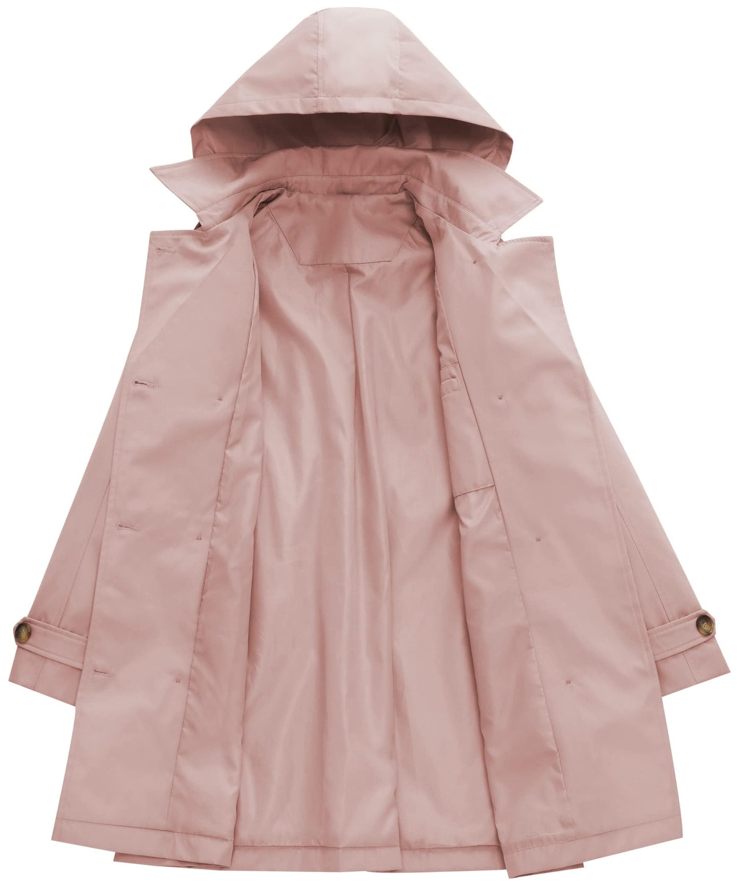 Chrisuno Trench-coat mi-long à double boutonnage pour femme avec ceinture et capuche amovible 