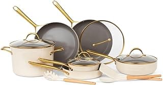 Peppersway 13-Piece NonStick Cookware Set with Kitchen Utensils Set, PFOA/PFAS/PTFE Free (French Gray)