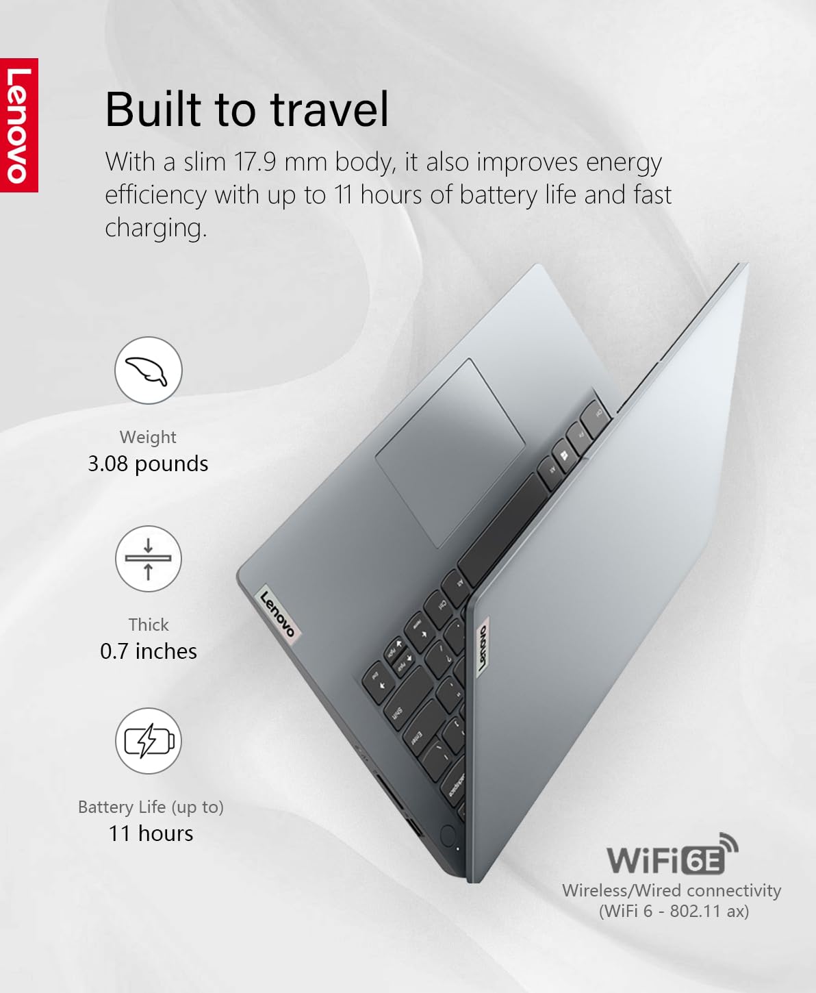 Ordinateur portable Lenovo IdeaPad 1 14, écran HD 14,0", Intel Celeron N4020, 4 Go de RAM, 64 Go de stockage, Intel UHD Graphics 600, Win 11 en mode S, gris nuage 