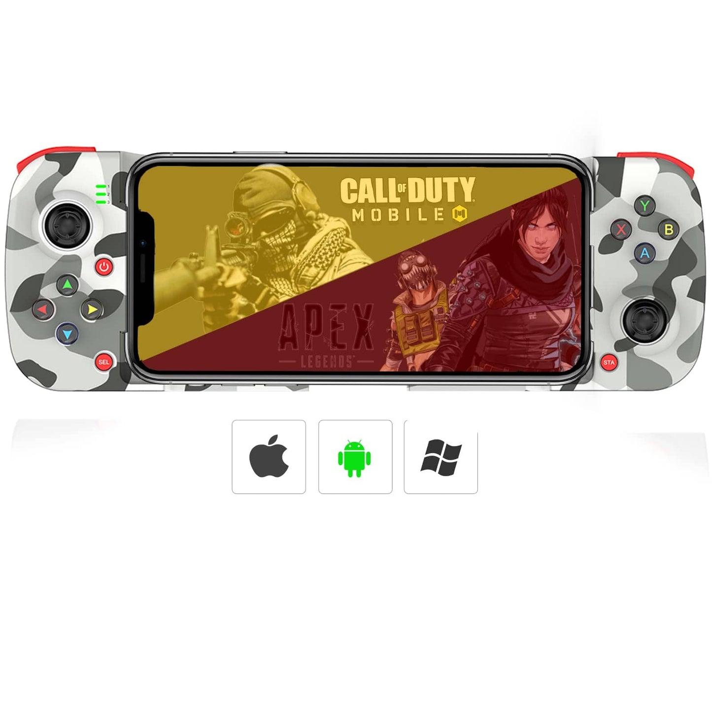 Megadream Manette de jeu mobile pour iPhone iOS Android PC : fonctionne avec iPhone 15/14/13/12/11/X, iPad, Samsung Galaxy, TCL, tablette, Call of Duty, Black Desert Mobile – Jouez directement (gris) 