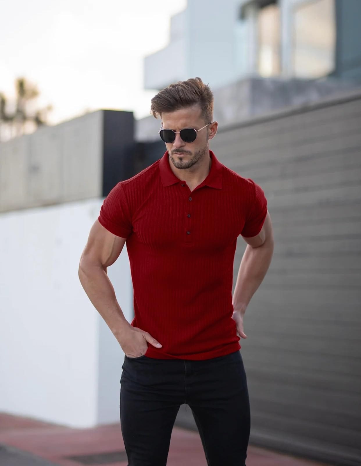 Muscle Polo Shirts for Men Slim Fit Short Sleeve Golf Shirts Men Dry Fit Shirts Casual Stylish Clothes