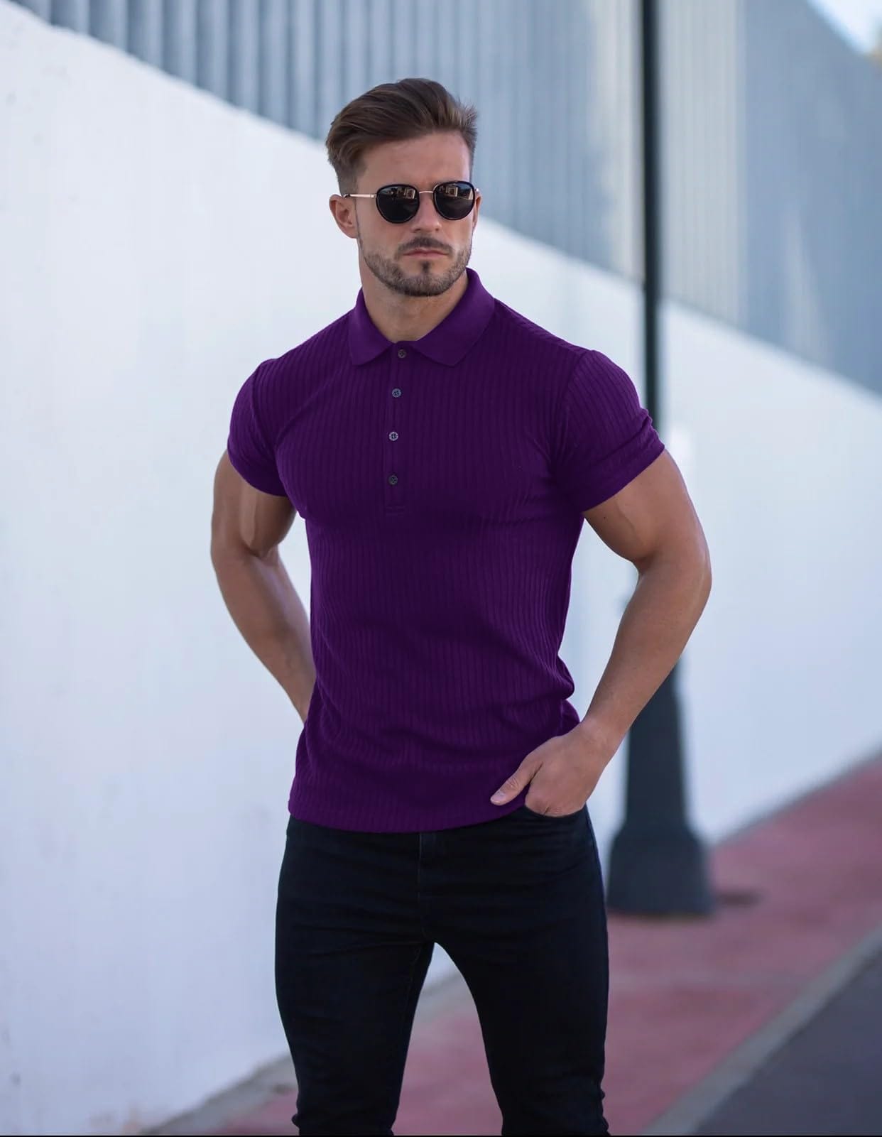 Muscle Polo Shirts for Men Slim Fit Short Sleeve Golf Shirts Men Dry Fit Shirts Casual Stylish Clothes