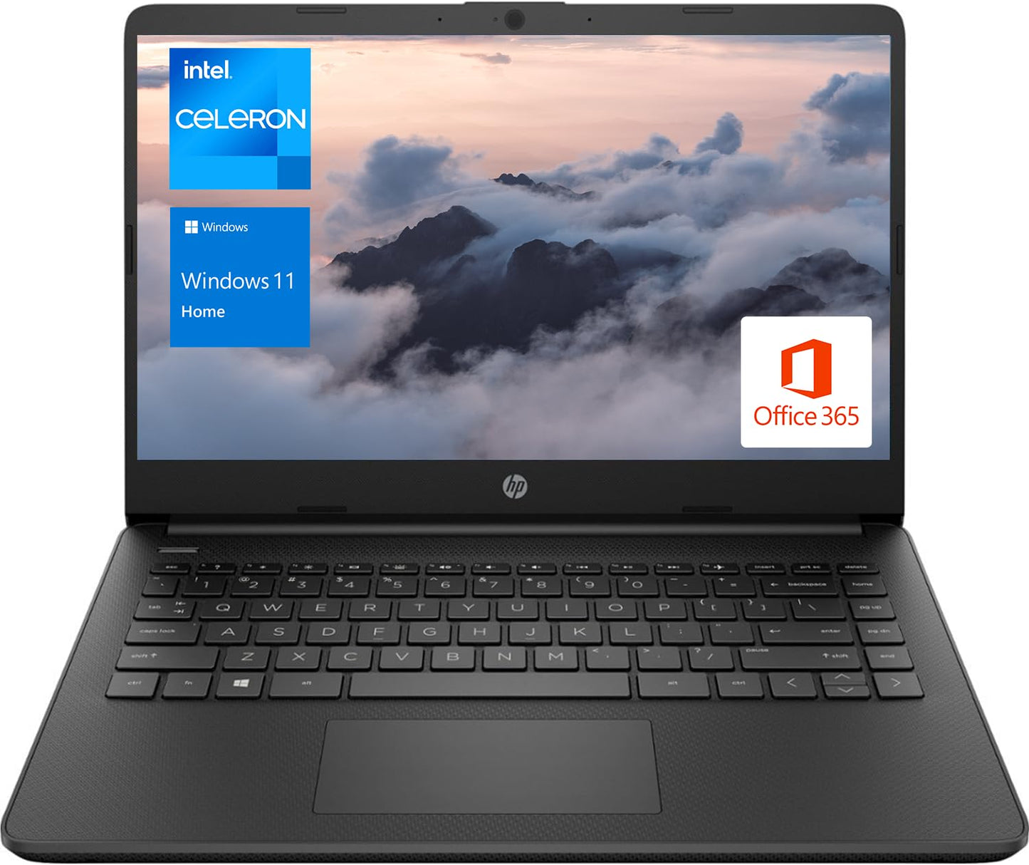 Laptop portátil HP, para estudiantes y empresas, pantalla HD de 14", Intel Quad-Core N4120, 16 GB DDR4 RAM, 64 GB eMMC, 1 año de Office 365, cámara web, RJ-45, HDMI, Wi-Fi, Windows 11 Home, plateado 