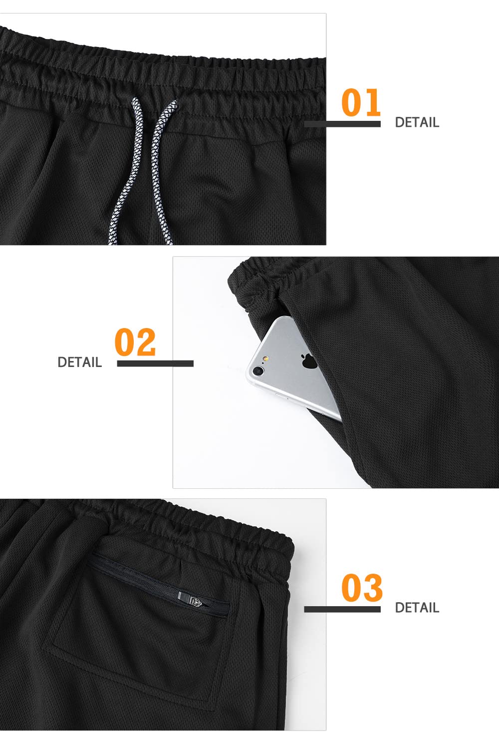 Surenow Mens Running Shorts，Workout Running Shorts for Men，2-in-1 Stealth Shorts，7-Inch Gym Yoga Outdoor Sports Shorts