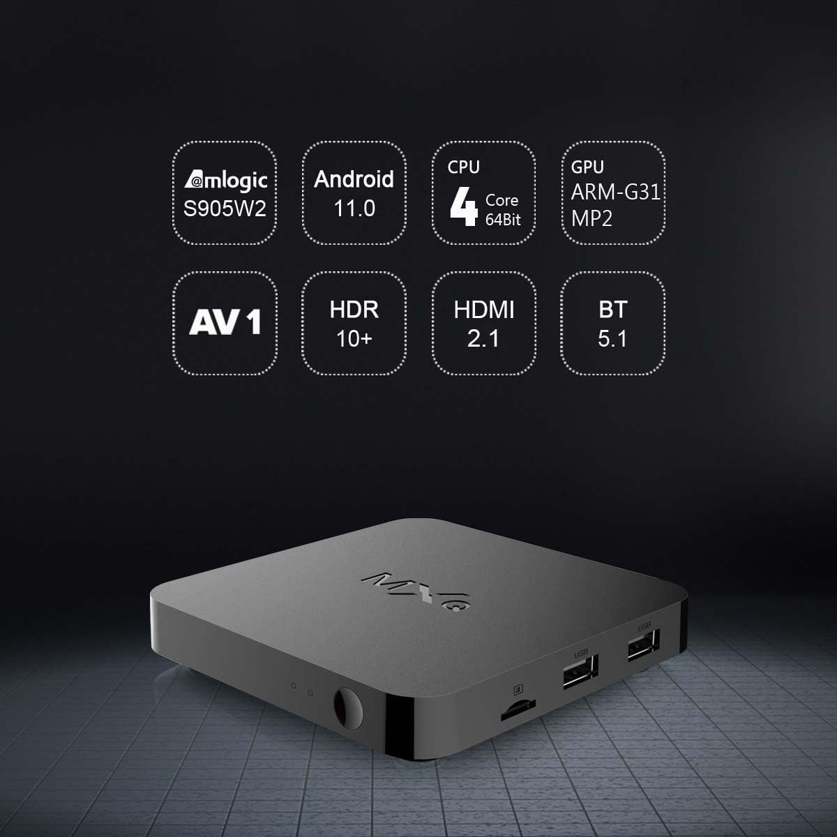 MXQ Android 11.0 TV Box Media Player Amlogic S905W2 Quard-core 2G+16G WiFi Ultra HD 4Kx2K up to 60fps 2.4G/5G BT 5.1 Smart OTT TV Box Video Player for Home Entertainment Xpress