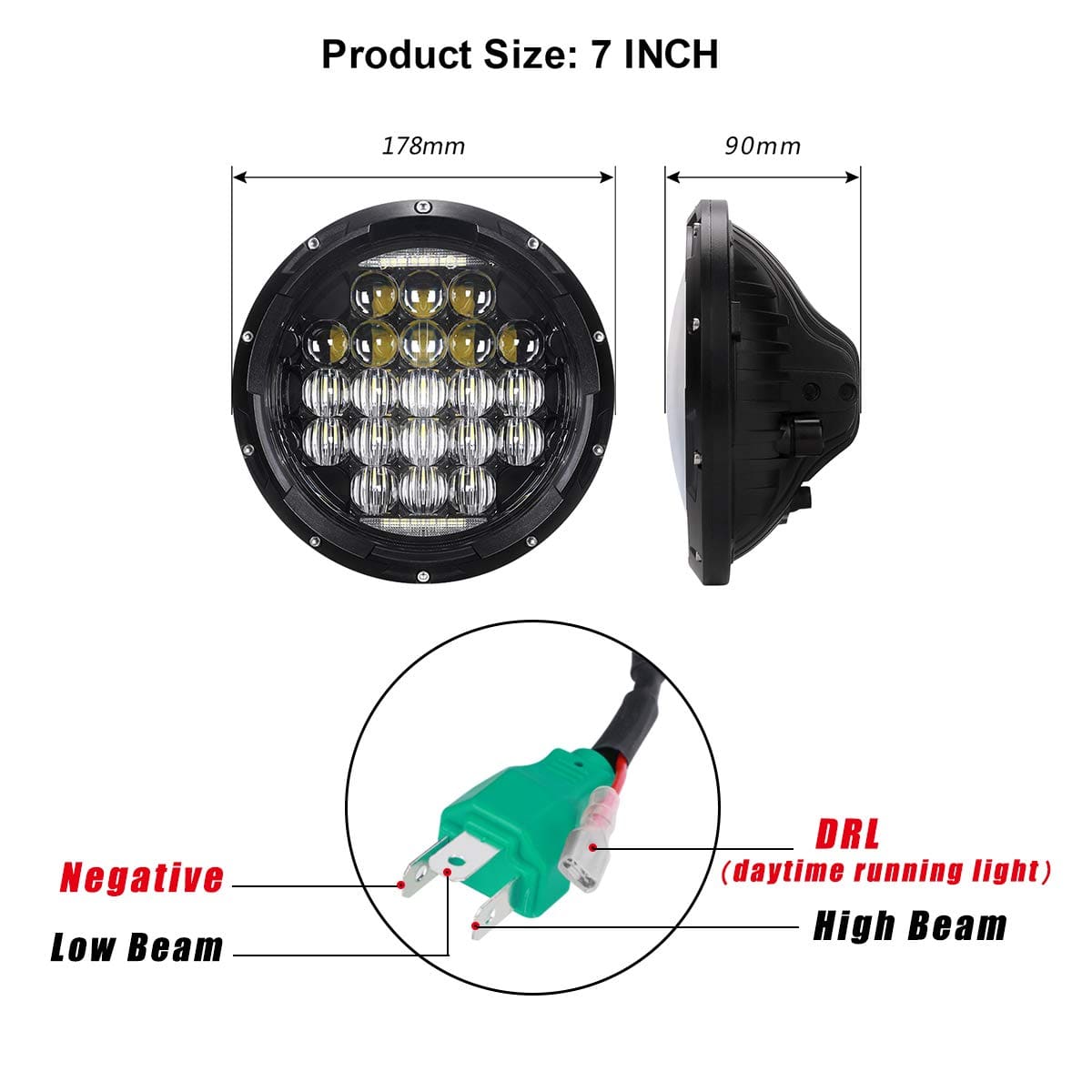 Phares LED DRL 130W 7 pouces, compatibles avec Jeep Wrangler 97-2018 JK TJ LJ Hummer H1 H2, phares chromés les plus récents 