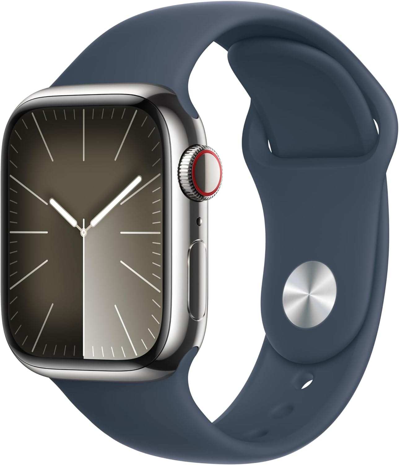 Montre intelligente Apple Watch Series 9 [GPS + Cellular 45 mm] avec boîtier en acier inoxydable doré et boucle milanaise dorée. Tracker d'activité, applications d'oxygène dans le sang et d'ECG, écran Retina toujours actif 