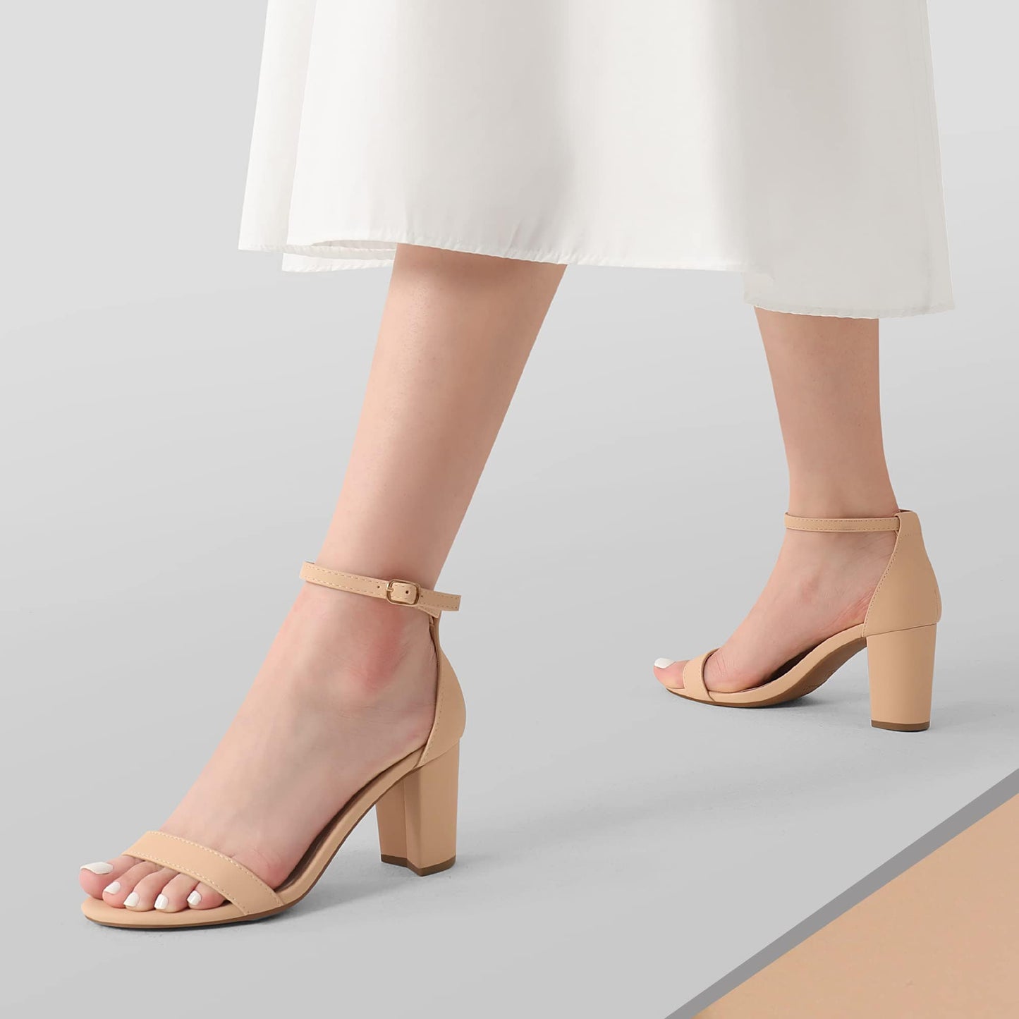 DREAM PAIRS Sandalias de tacón bajo para mujer