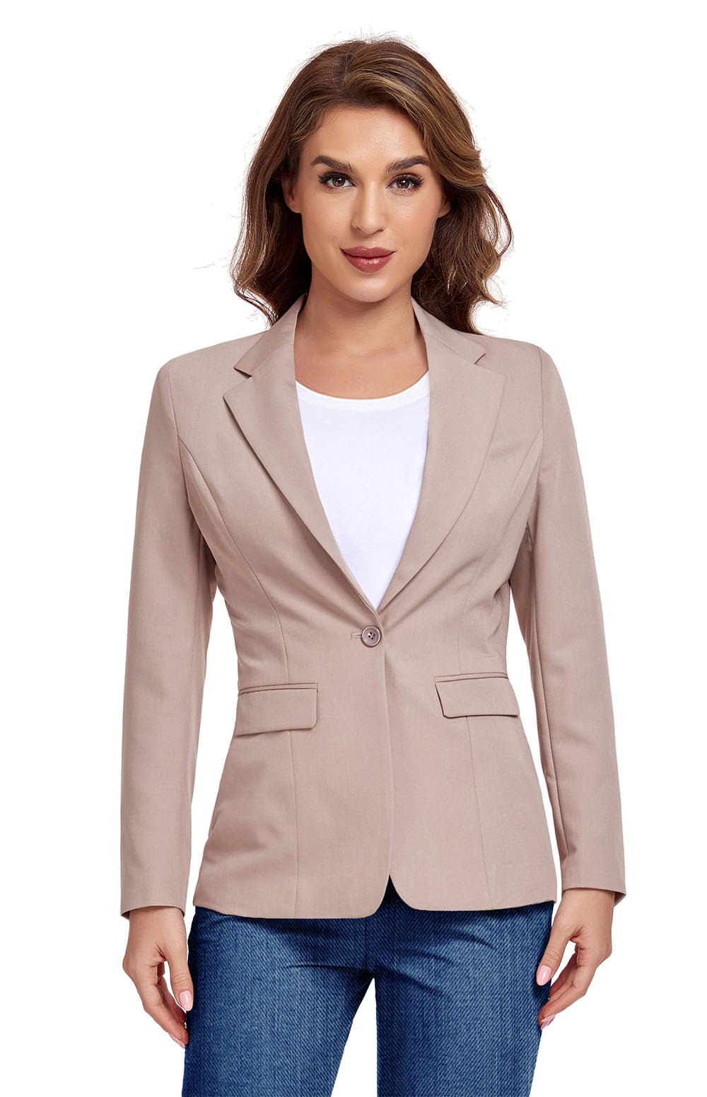 Women's Work Office Blazer One Button Notched Lapel Business Tuxedo Blazer Casual Blazer Jackets Suit Petite