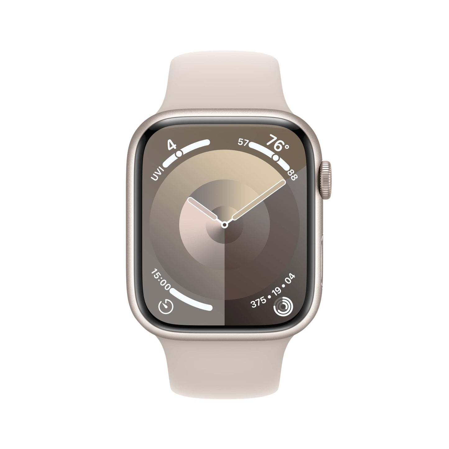 Montre intelligente Apple Watch Series 9 [GPS 45 mm] avec boîtier en aluminium Starlight et bracelet sport Starlight M/L. Tracker d'activité, applications ECG, écran Retina toujours actif, résistant à l'eau 