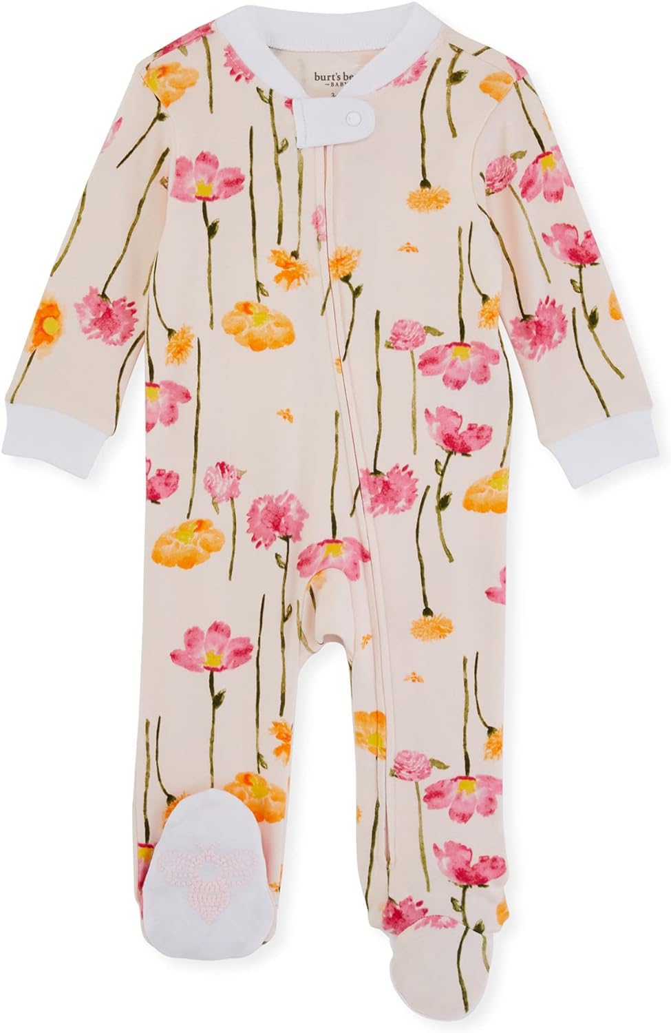 Burt's Bees Baby Baby Girls' Sleep and Play Pajamas, 100% Organic Cotton One-Piece Romper Jumpsuit Zip Front Pjs Xpress