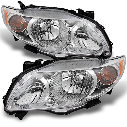 AKKON - For Toyota Corolla Base | LE | XLE Chrome Headlights Driver and Passenger Side Replacement Pair