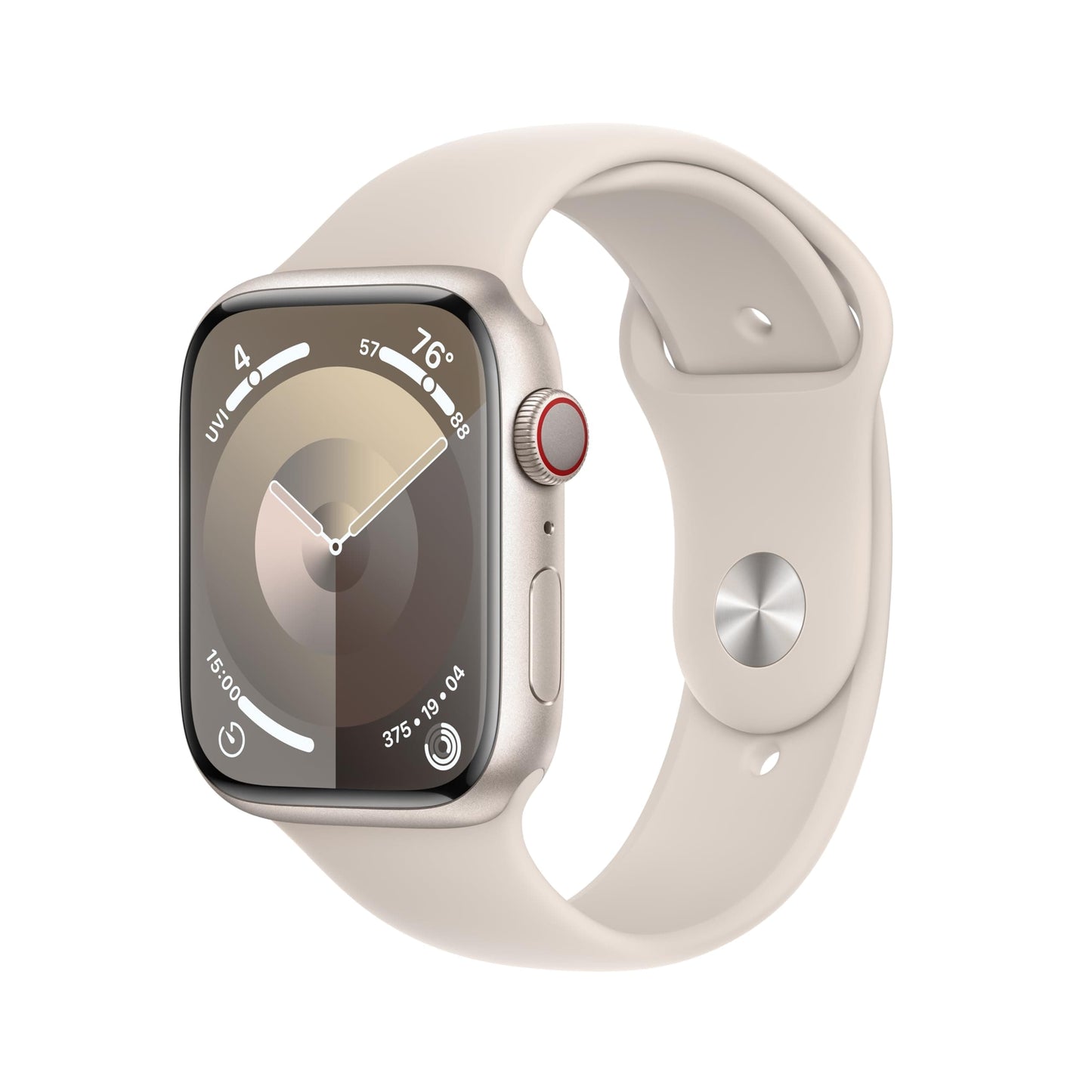 Montre intelligente Apple Watch Series 9 [GPS + Cellular 45 mm] avec boîtier en aluminium rose et bracelet sport rose M/L. Tracker d'activité, applications d'oxygène sanguin et ECG, écran Retina toujours activé (renouvelé) 