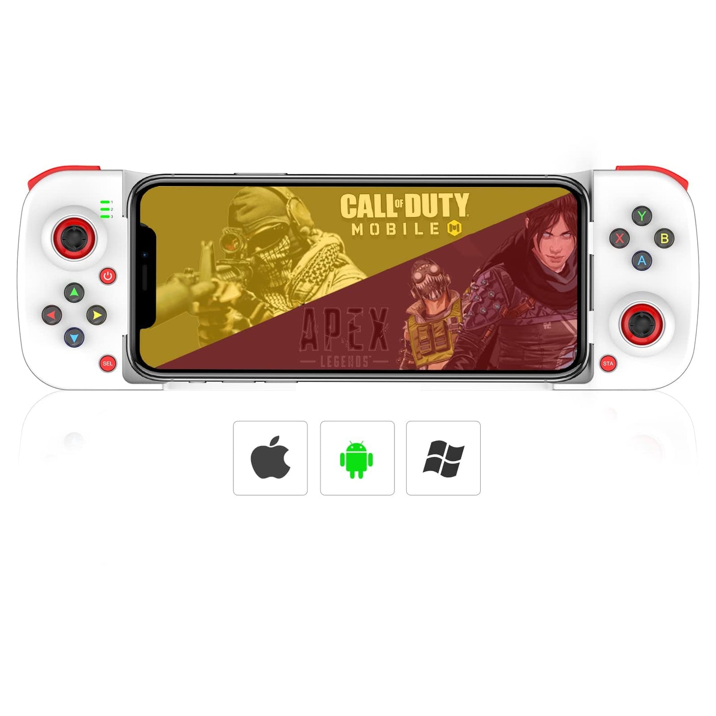 Megadream Manette de jeu mobile pour iPhone iOS Android PC : fonctionne avec iPhone 15/14/13/12/11/X, iPad, Samsung Galaxy, TCL, tablette, Call of Duty, Black Desert Mobile – Jouez directement (gris) 