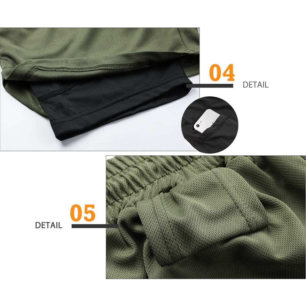 Surenow Mens Running Shorts，Workout Running Shorts for Men，2-in-1 Stealth Shorts，7-Inch Gym Yoga Outdoor Sports Shorts