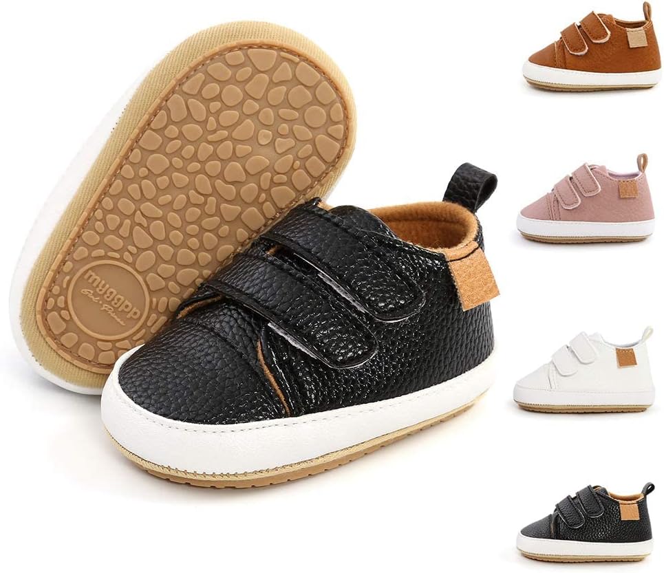 Meckior Toddler Baby Boys Girls High Tops Ankle Sneakers Soft Anti-Slip Sole PU Leather Moccasins Infant Newborn Prewalker First Walking Crib Shoes Xpress