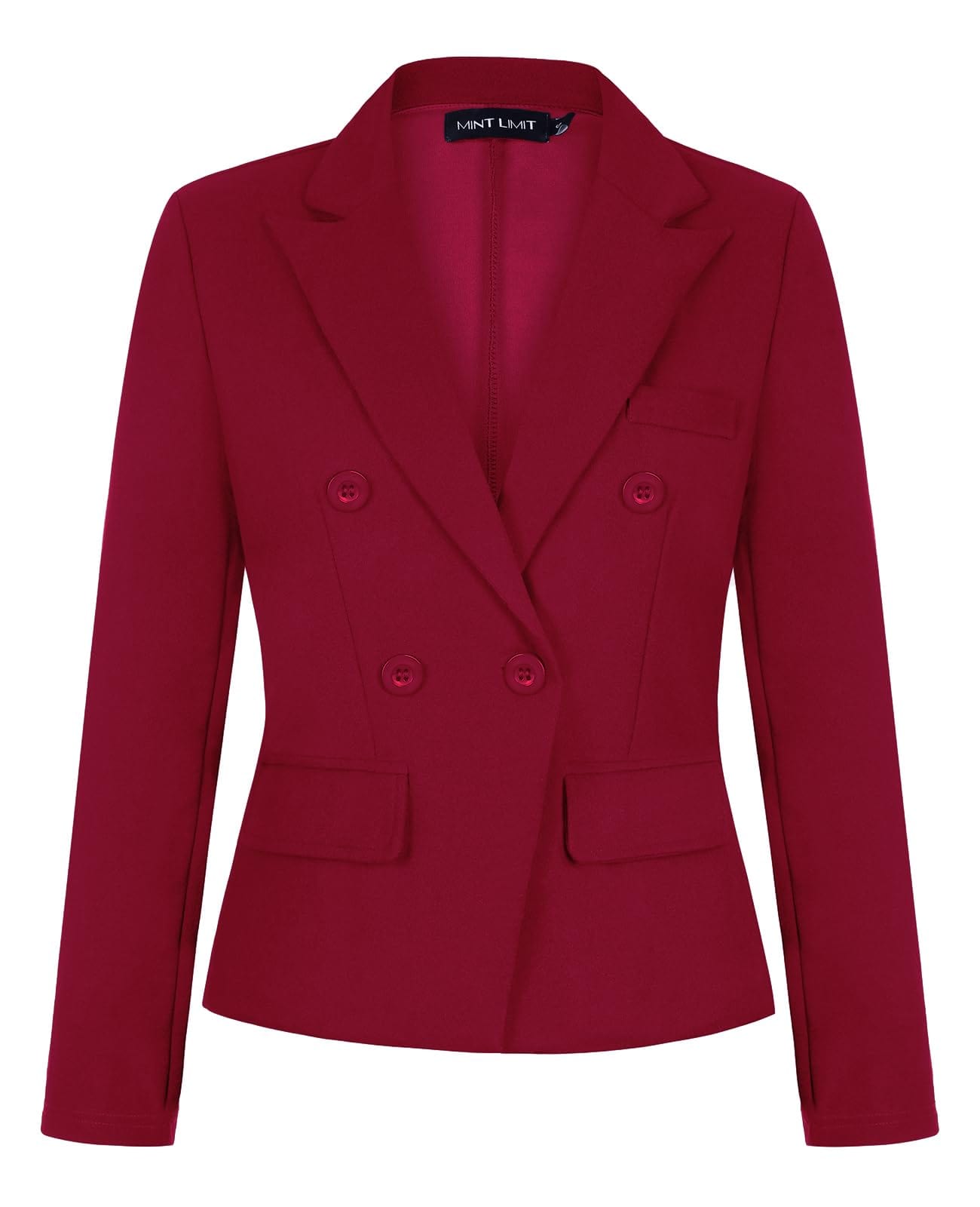 MINTLIMIT Blazers for Women Business Casual Long Sleeve Cropped Blazer Peak Lapel Double Breasted Suit Jacket with Pockets