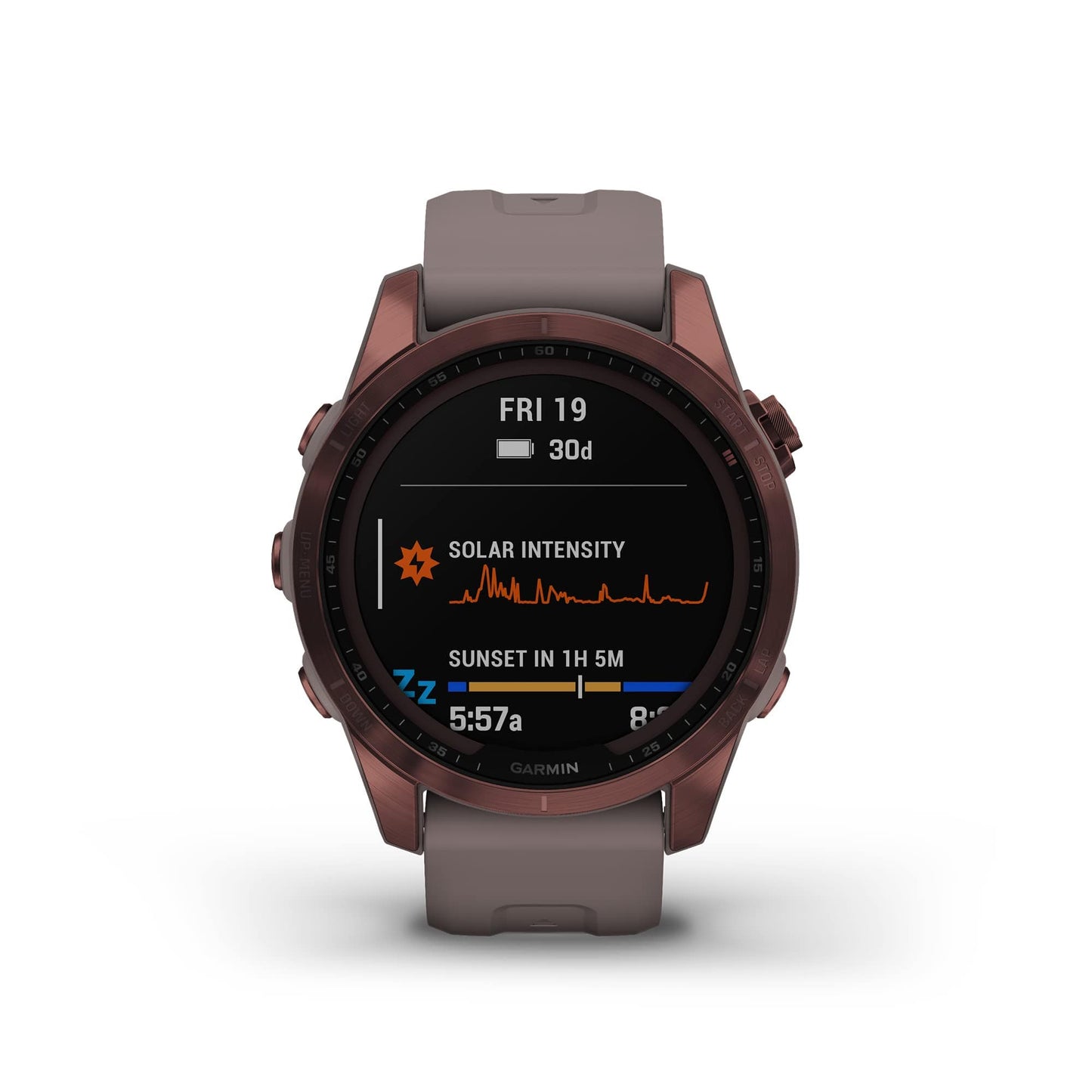 Garmin fenix 7S, reloj inteligente de aventuras de tamaño más pequeño, reloj resistente para exteriores con GPS, pantalla táctil, funciones de salud y bienestar, plateado con correa de grafito, 010-02539-00 