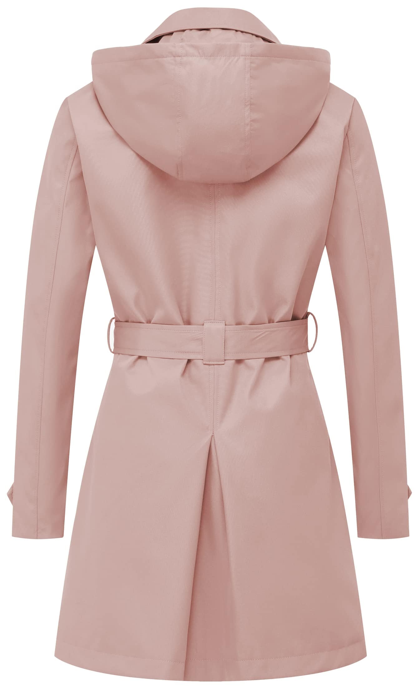 Chrisuno Trench-coat mi-long à double boutonnage pour femme avec ceinture et capuche amovible 